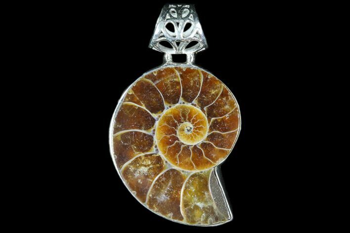 Ammonite Fossil Pendant - Sterling Silver #82235
